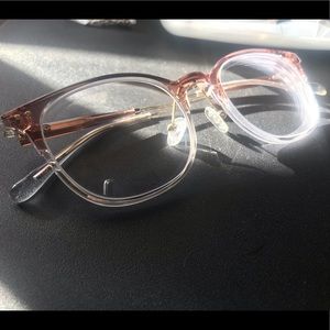 Clear Pink Browline Glasses